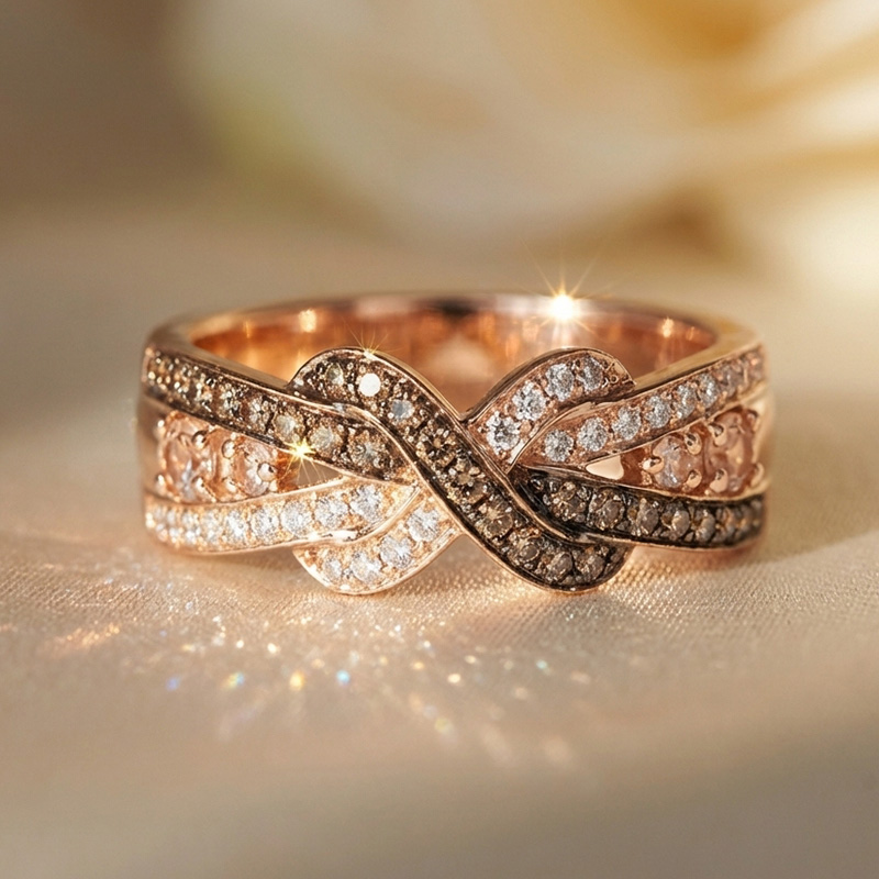 Sotiya Intertwined Infinity and Cross Knot Coffee Women's Wedding Ring Band Sterling Silver-Sotiya