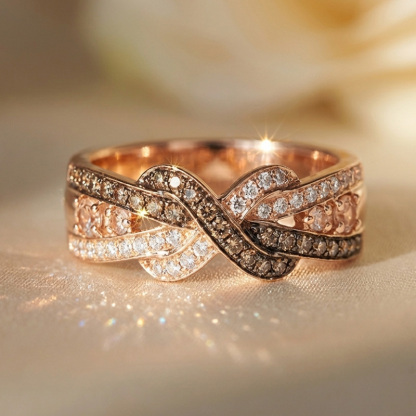 Sotiya Intertwined Infinity and Cross Knot Coffee Women's Wedding Ring Band Sterling Silver-Sotiya