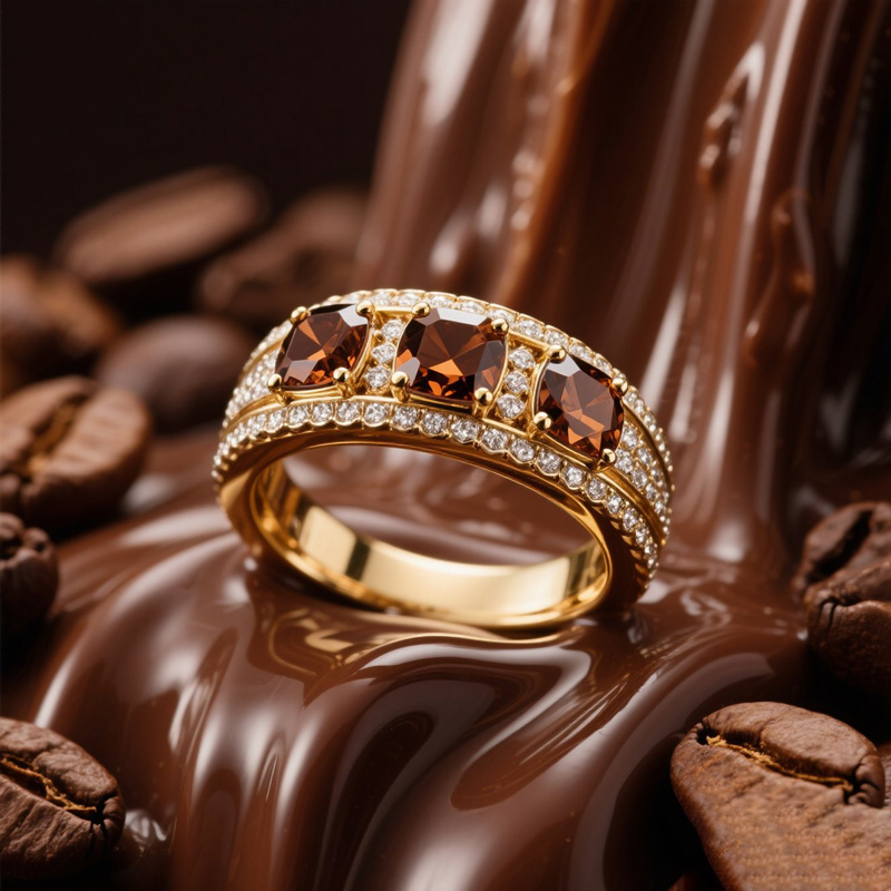 Sotiya Three Stone Cushion Cut Coffee Women's Wedding Ring Sterling Silver-Sotiya