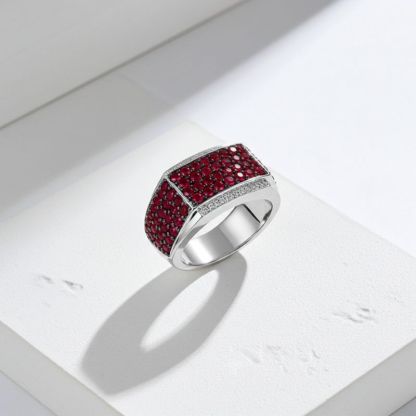 Sotiya Hot Pink Unisex Men's Ring Sterling Silver-Sotiya