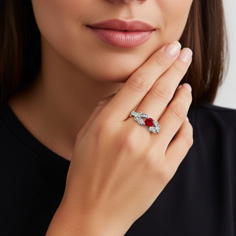 Sotiya Customizable 12 Birthstone Butterfly Round Cut Engagement Ring Sterling Silver