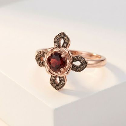 Sotiya Rose Design Faith Cross Coffee Round Cut Cocktail Ring Sterling Silver-Sotiya