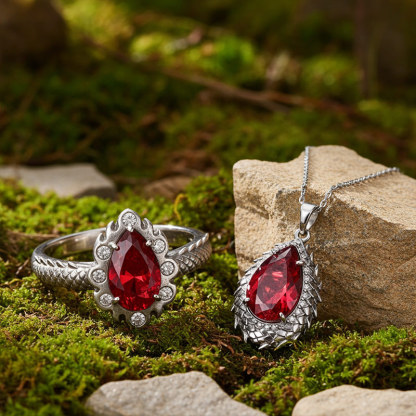 Sotiya Duskendale Fire & Blood Pear Cut Engagement Ring Sterling Silver-Sotiya