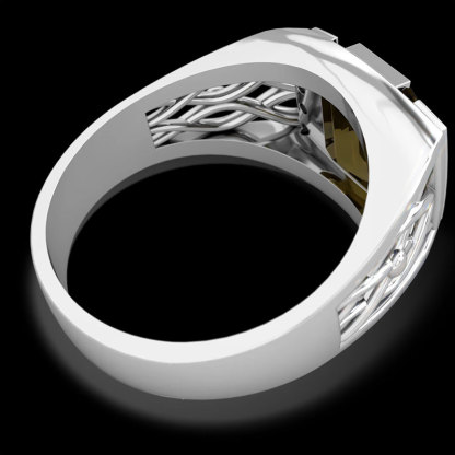 Sotiya Smoky Quartz Vine Ring Men's Wedding Ring Sterling Silver-Sotiya