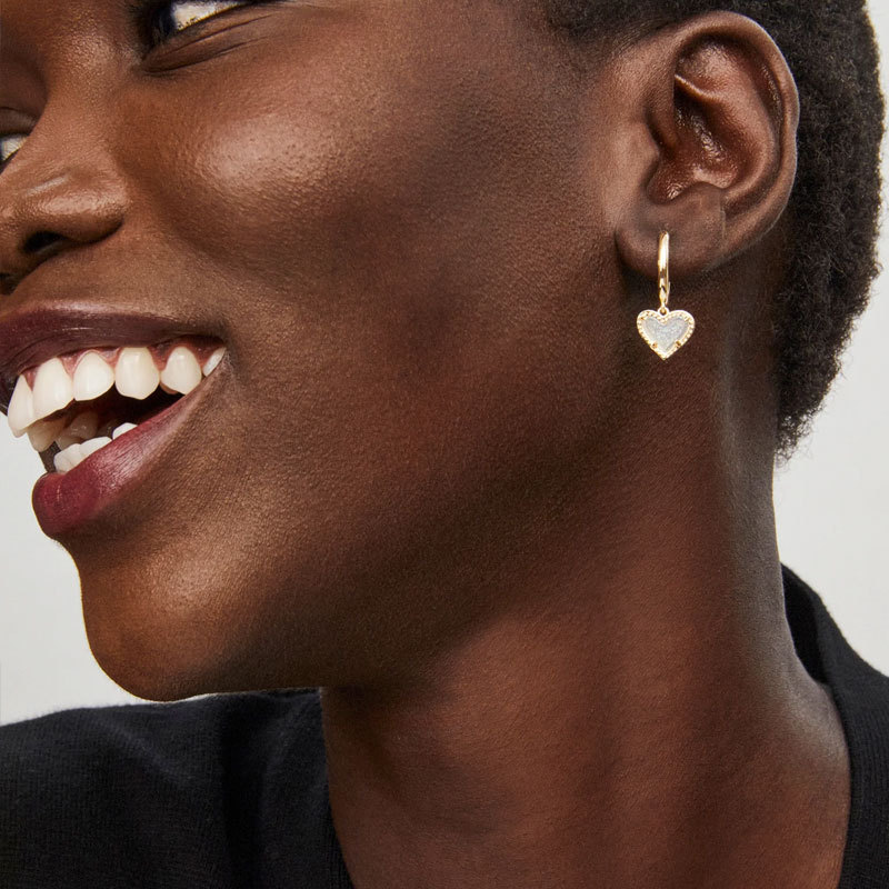 Sotiya White Heart 14K Gold Plated Drop Earrings-Sotiya