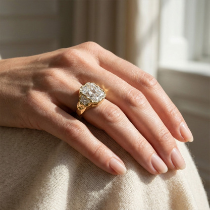 Sotiya Three Stone Radiant Cut Engagement Ring Sterling Silver-Sotiya