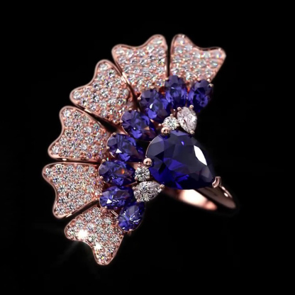 Sotiya Peacock Inspired Pear Cut Cocktail Ring Sterling Silver-Sotiya