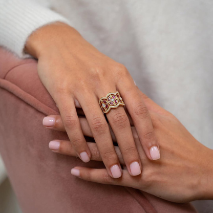 Sotiya Round and Marquise Cut Flower Ring Sterling Silver-Sotiya