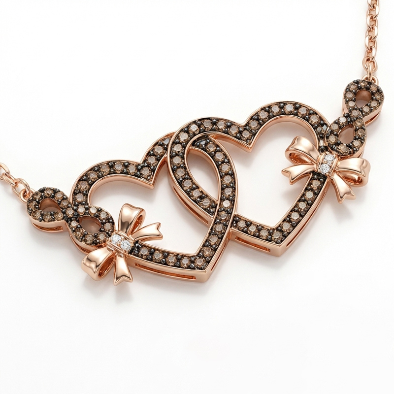 Sotiya Heart to Heart Infinity Bowknot Coffee Necklace Sterling Silver-Sotiya