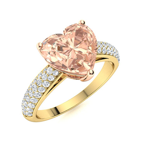 Sotiya Curved Pave Heart-Cut Morganite Engagement Ring in Sterling Silver-Sotiya