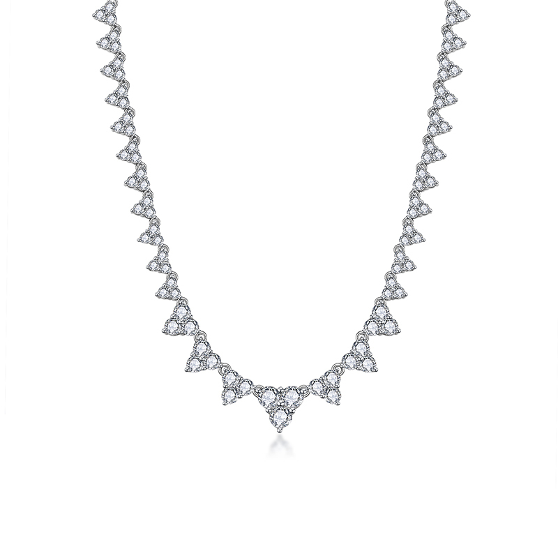 Sotiya Triangle Design Round Cut Moissanite Necklace Sterling Silver-Sotiya