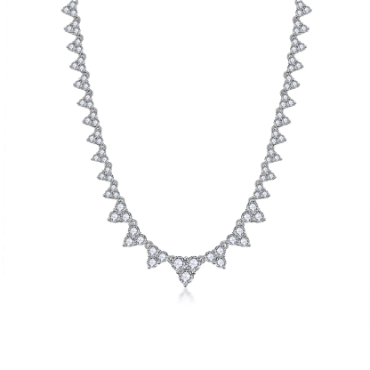 Sotiya Triangle Design Round Cut Moissanite Necklace Sterling Silver-Sotiya