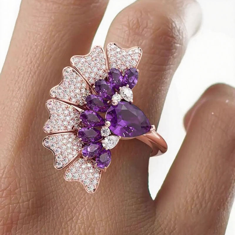 Sotiya Peacock Inspired Pear Cut Cocktail Ring Sterling Silver-Sotiya