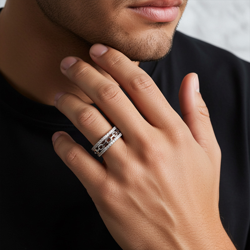 Sotiya Chain Link Unisex Wedding Ring Sterling Silver-Sotiya