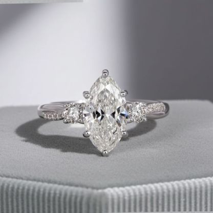 Sotiya Marquise Cut Three Stone Twist Engagement Ring Sterling Silver