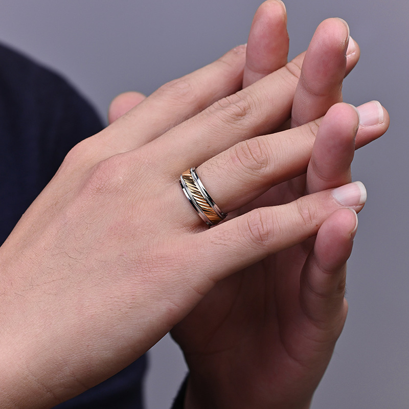 Sotiya 7.5mm Two Tone Men's Wedding Ring Stainless Steel-Sotiya