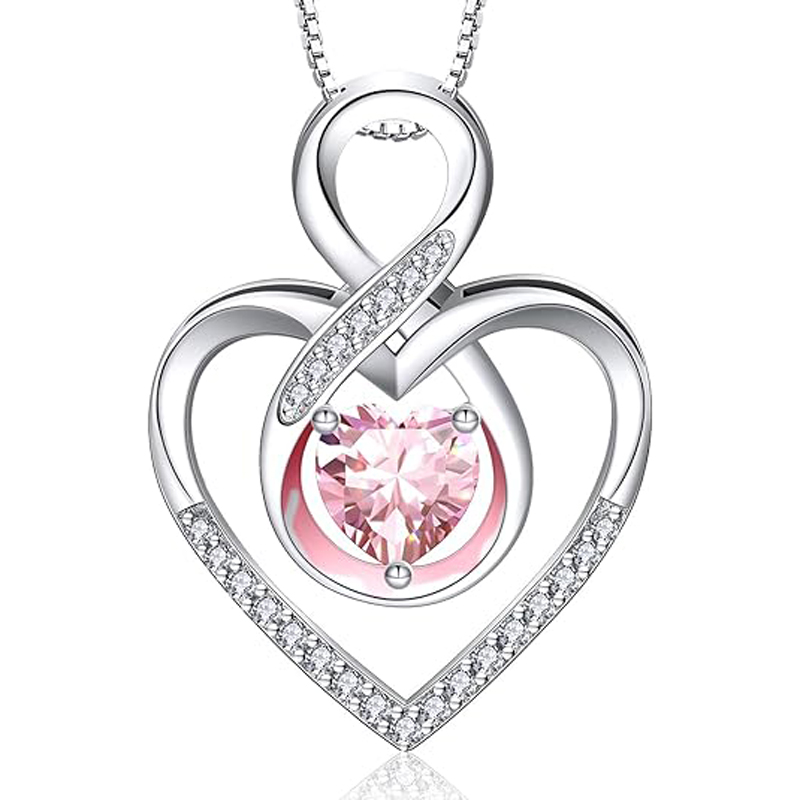 Sotiya 12 Birthstones Intertwined Infinity Heart Necklace Sterling Silver-Sotiya