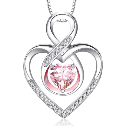 Sotiya 12 Birthstones Intertwined Infinity Heart Necklace Sterling Silver-Sotiya