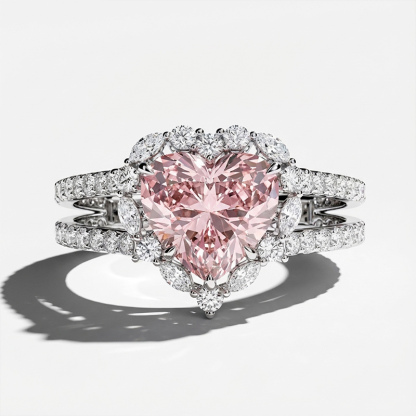 Sotiya Synthetic Morganite Halo Heart Cut Engagement Ring Sterling Silver-Sotiya