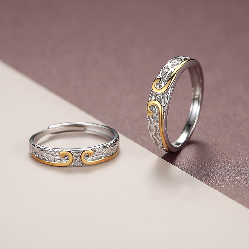 Sotiya Black Myth Wukong Two Tone Adjustable Couple Rings Sterling Silver-Sotiya