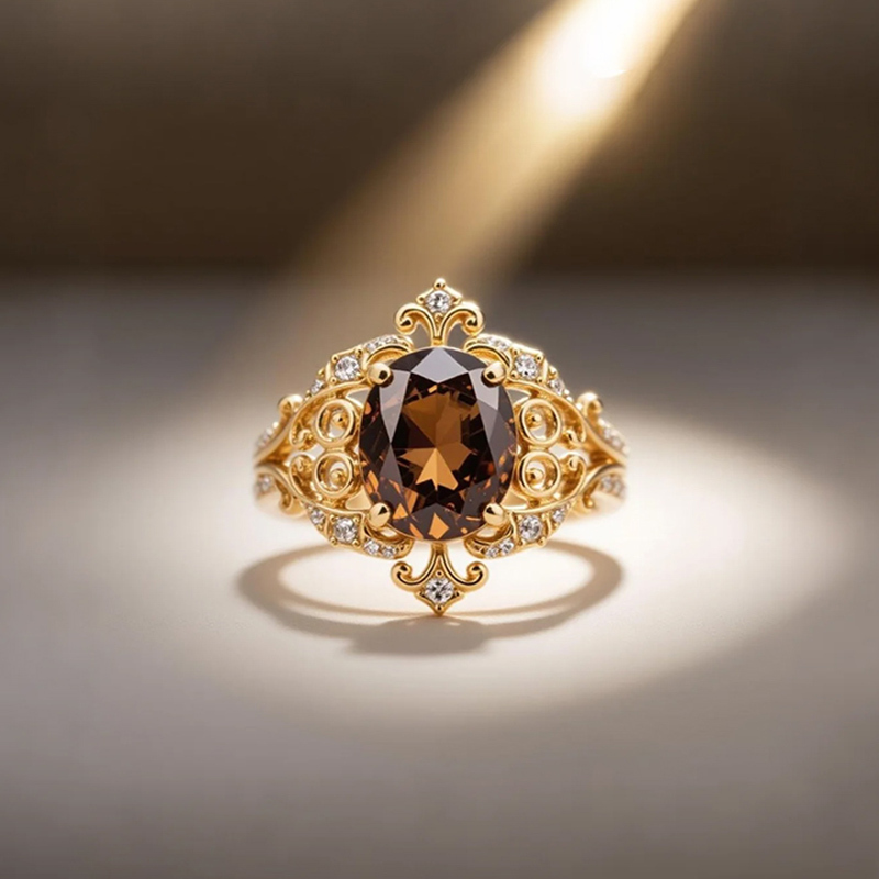 Sotiya Rococo Oval Cut Coffee Engagement Ring Sterling Silver-Sotiya