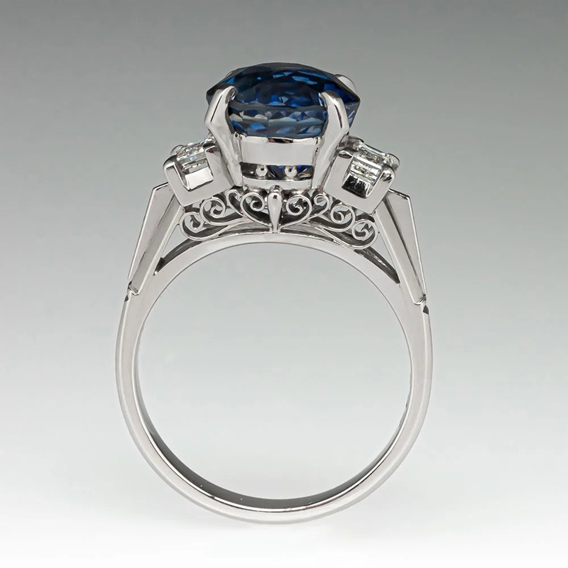 Sotiya Vintage Three Stone Round Cut Engagement Ring Sterling Silver-Sotiya