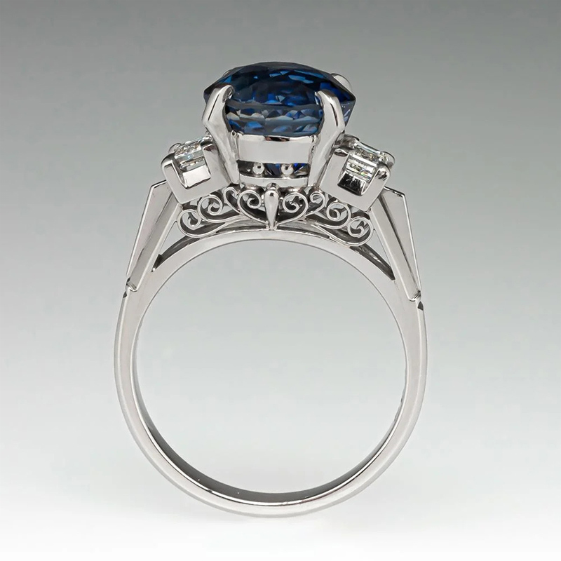 Sotiya Vintage Three Stone Round Cut Engagement Ring Sterling Silver-Sotiya