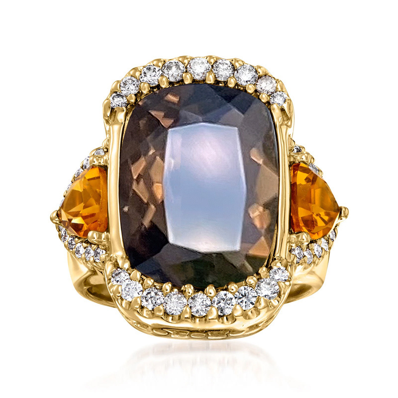 Sotiya Halo Three Stone Cushion Cut Coffee Engagement Ring Sterling Silver-Sotiya