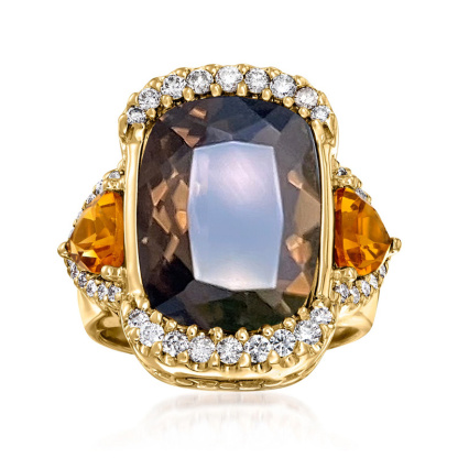 Sotiya Halo Three Stone Cushion Cut Coffee Engagement Ring Sterling Silver