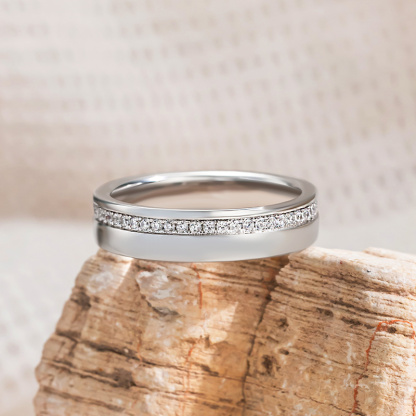 Sotiya Channel Set Stones Men's Wedding Ring Sterling Silver-Sotiya