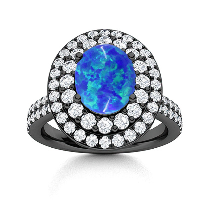 Sotiya Double Halo Opal Oval Cut Engagement Ring Sterling Silver-Sotiya