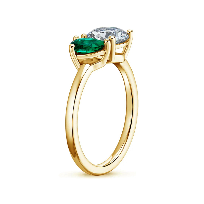 Sotiya Personalized Toi et Moi Emerald and Pear Cut Two Stone Engagement Ring-Sotiya