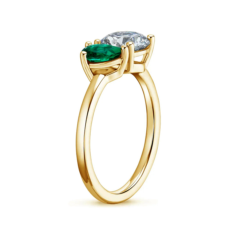 Sotiya Personalized Toi et Moi Emerald and Pear Cut Two Stone Engagement Ring-Sotiya