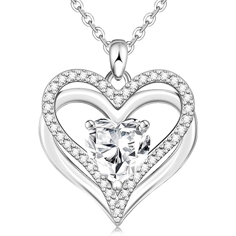 Sotiya 12 Birthstones Intertwined Heart Cut Necklace Sterling Silver-Sotiya