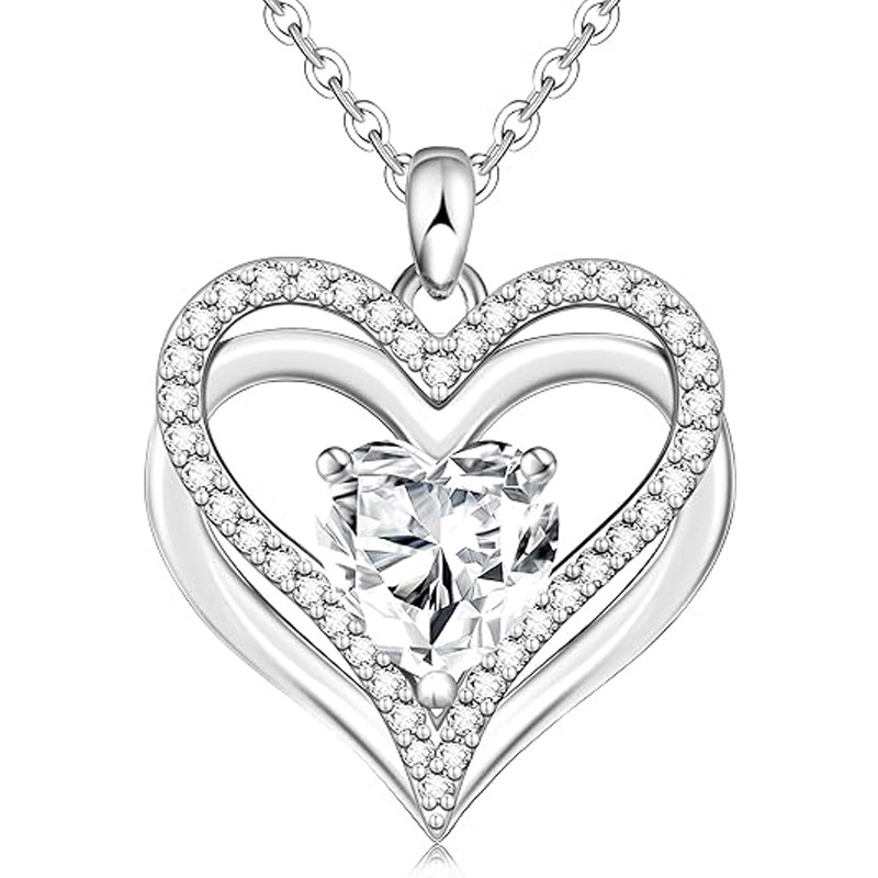 Sotiya 12 Birthstones Intertwined Heart Cut Necklace Sterling Silver-Sotiya