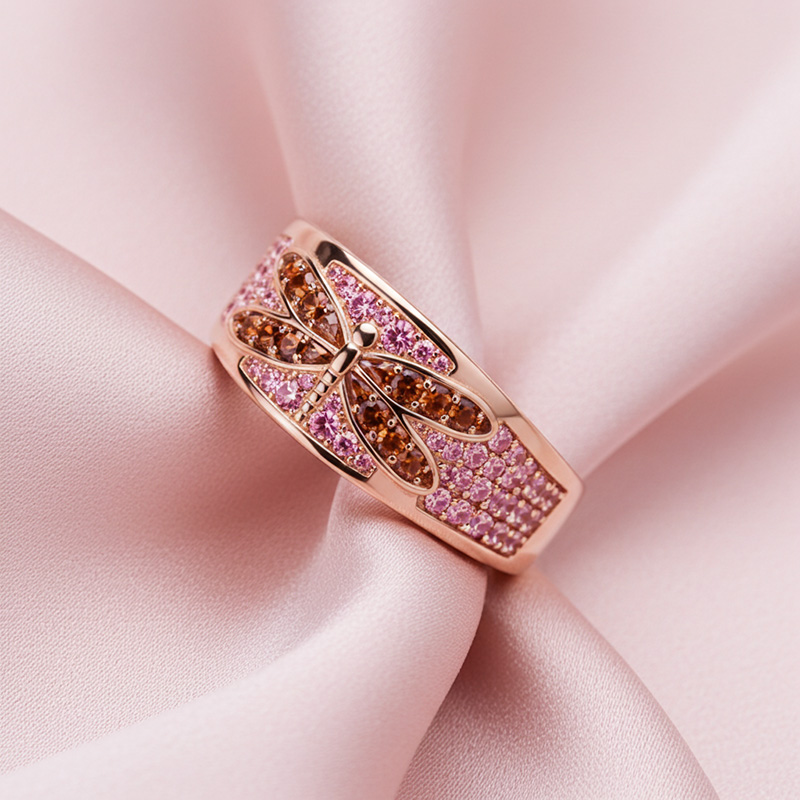 Sotiya Dragonfly Coffee Women's Wedding Ring Sterling Silver-Sotiya