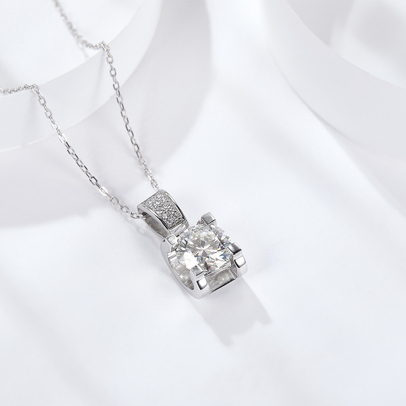 Sotiya Round Cut Moissanite Necklace Sterling Silver-Sotiya