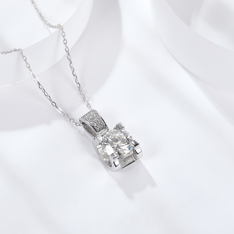 Sotiya Round Cut Moissanite Necklace Sterling Silver-Sotiya