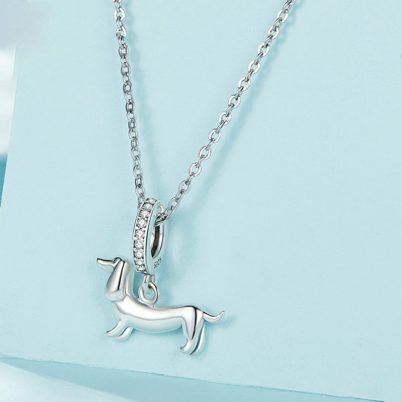 Sotiya Cute Dachshund Dog Dangle Charm Pendant Sterling Silver-Sotiya