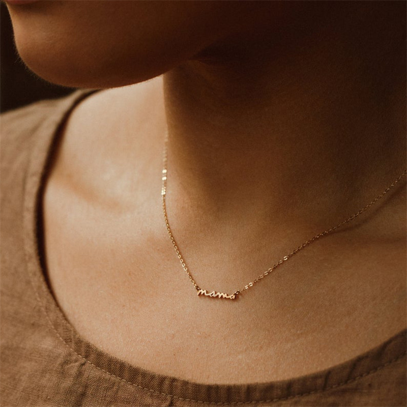 Sotiya Polished Letter Mama Necklace Sterling Silver-Sotiya