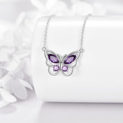 Sotiya Amethyst Purple Butterfly Pendant Necklace Sterling Silver-Sotiya