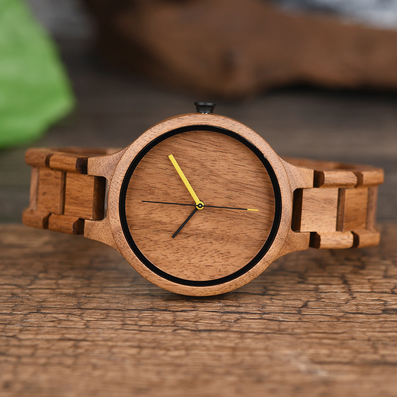 Sotiya Simple Quartz Coffee Wooden Watch without Scale-Sotiya