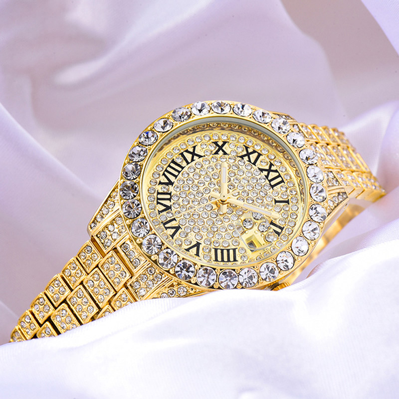 Sotiya Stone-Encrusted Dial Roman Numeral Waterproof Quartz Watch-Sotiya