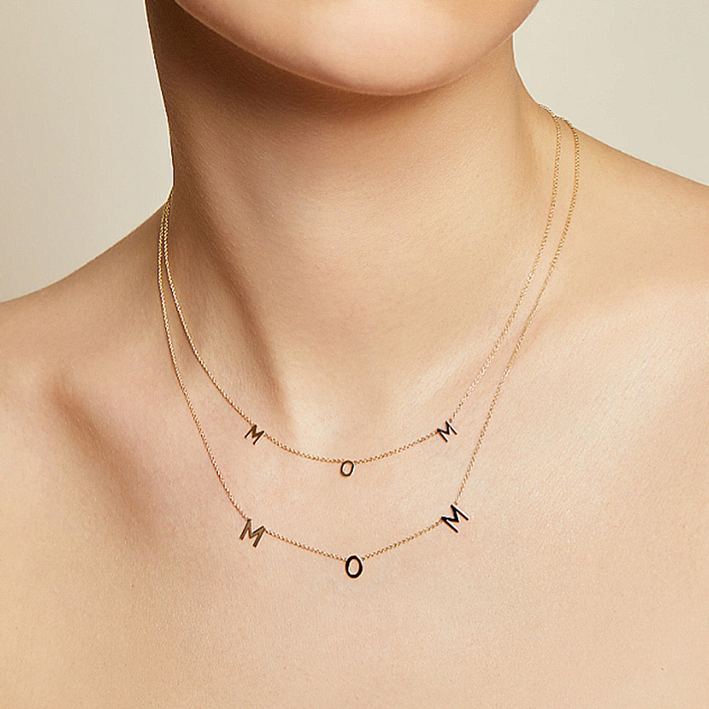 Sotiya MOM Letter Necklace Sterling Silver Mother's Day Gift-Sotiya