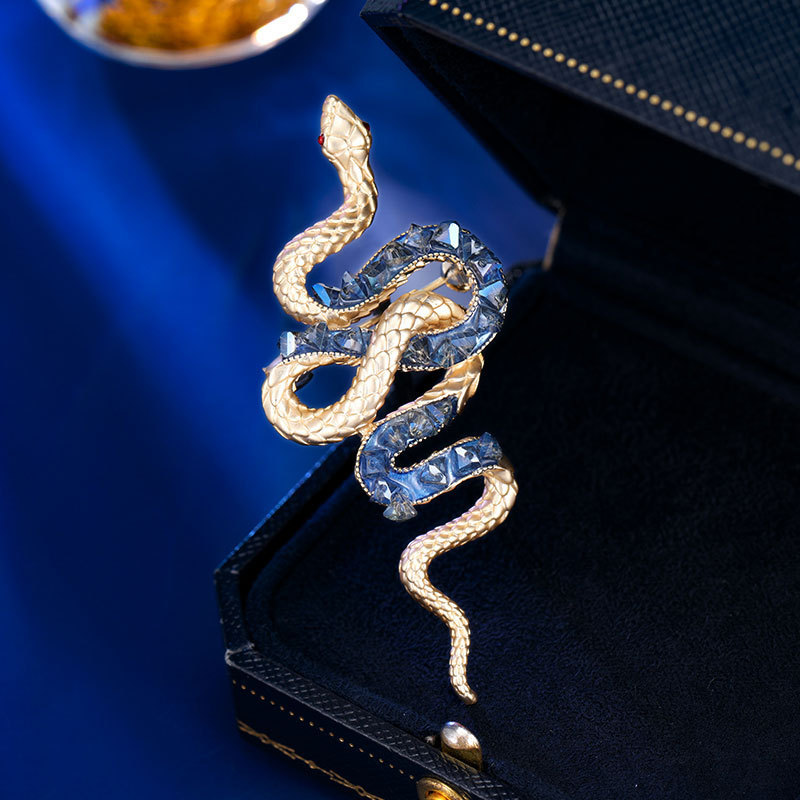 Sotiya Red, Green and Blue Crystal Snake Brooch-Sotiya