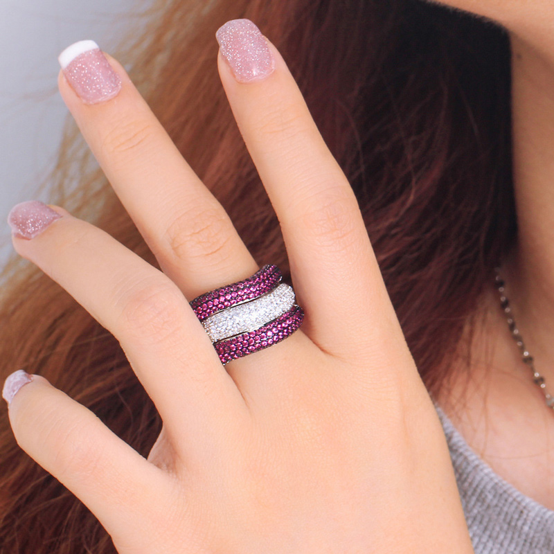 Sotiya Unique Three-row Open Cocktail Ring-Sotiya