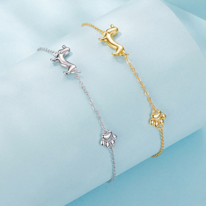 Sotiya Cute Dachshund Dog Paw Bracelet Sterling Silver-Sotiya