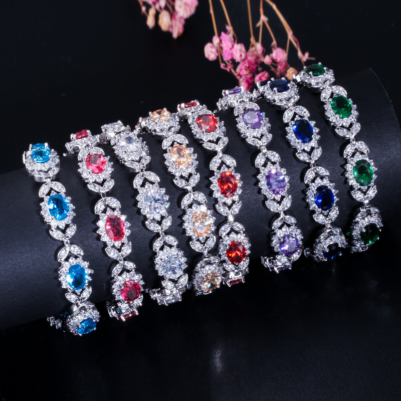 Sotiya Halo Oval Cut Tennis Bracelet-Sotiya