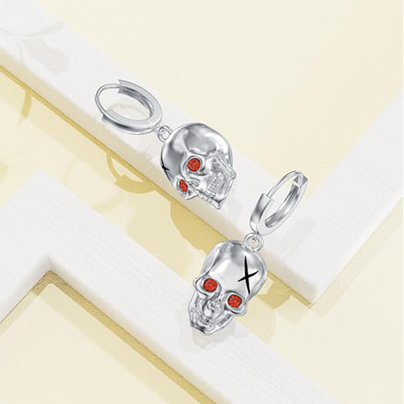 Sotiya Skull Hoop Earrings Sterling Silver-Sotiya