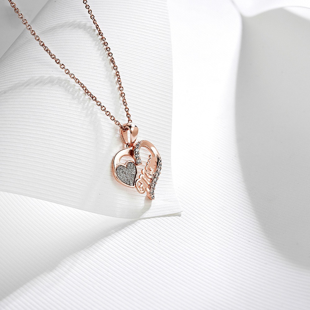 Sotiya Twist Heart with Mom Letter Necklace Sterling Silver-Sotiya